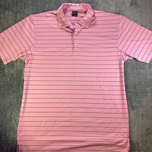 Dunning Golf Men's‎ Pink Navy Stripe Performance Polo Shirt XL